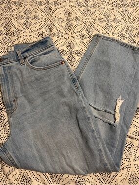 Abercrombie & Fitch Light  Blue Ankle Straight Ultra High Rise - curve love